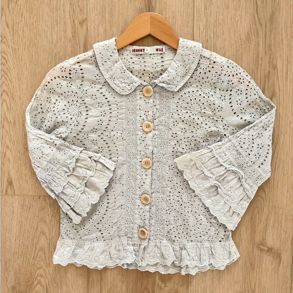 Johnny Was Eyelet Lace Button-Up Top